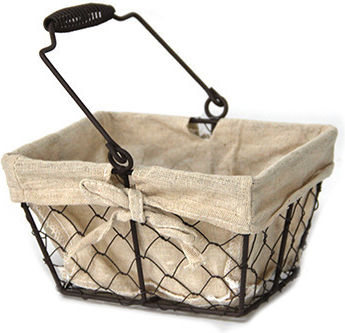 Set mit 6 Rechteckigen Brotkörben Raki 20x15x12cm Griff aus Metall Stoff