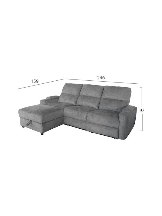 Synthia Ecksofa mit Linker Ecke & Stauraum Grau 246x159x97cm