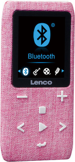 Lenco MP3 & MP4 Player 8GB Erweiterbar 1,8 Zoll LCD Bildschirm Bluetooth Ohrhörer Inklusive Rosa