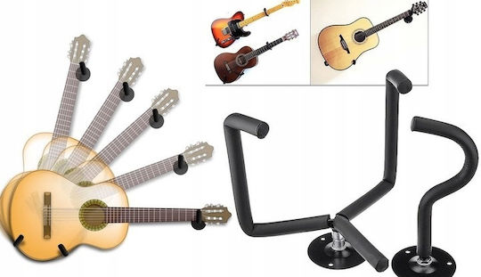 Suport Chitară Montat Pe Perete Zola 2 Bucăți Accesorii De Montaj Incluse Oțel Negru