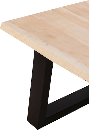 Rectangular Central Coffee Table Sofia Slim from Solid Wood Light Natural L115xW65xH45cm