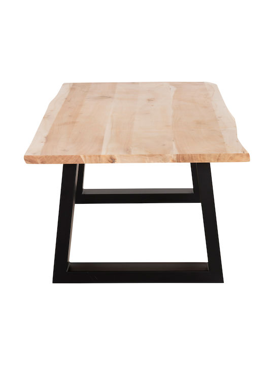 Rechteckiger Zentral-Kaffeetisch Sofia Slim aus Massivholz Hell Natur M115xT65xH45cm