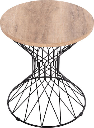Round Side Coffee Table Keon Wooden Sonoma W45xL45xH50cm