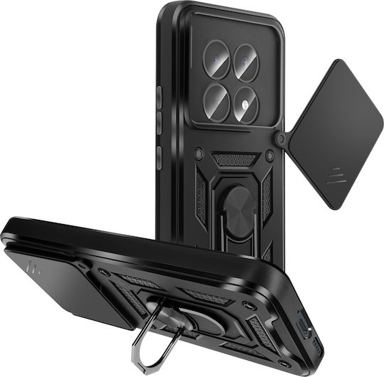 Husă Avizar Redmi Note 15 4g Capac Rotativ Cameră Inel Stand Negru