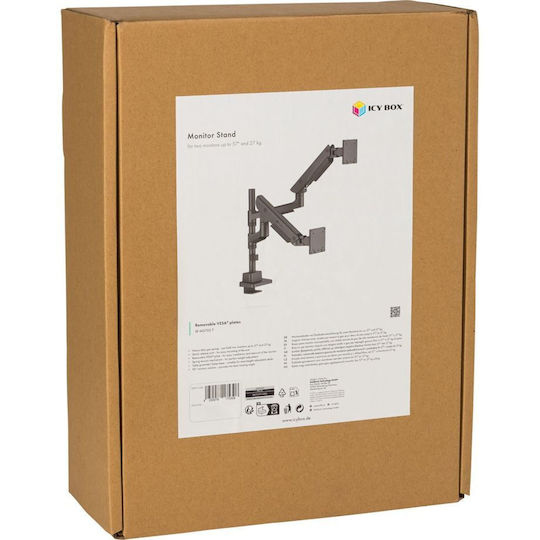 Icy Box Stand Desk Mounted for 2 Monitors up to 57" with Arm (IB-MS702-T)