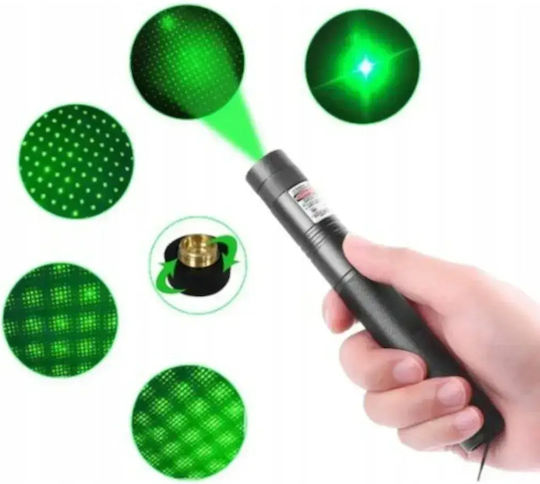 Prezentator Laser Verde Abyz Power <10000 Mw Baterie Li-ion 4800 Mah Lungime de Undă 532 Nm 16 X 2 Cm Calitate Premium Negru