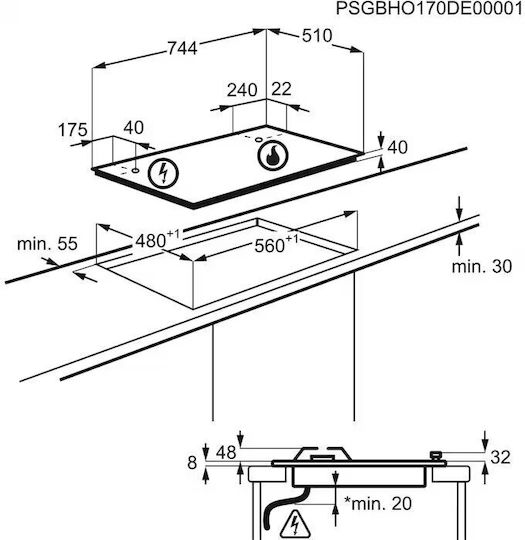 Electrolux Εστία Υγραερίου Αυτόνομη 74.4x51εκ.