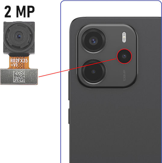 Clappio 2mp Macro Rear Camera Replacement Redmi Note 14 4g Black