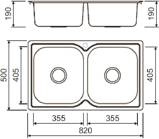 Macart Ecotype N-200 Ένθετος Νεροχύτης Inox Σατινέ Μ82xΠ50cm Ασημί