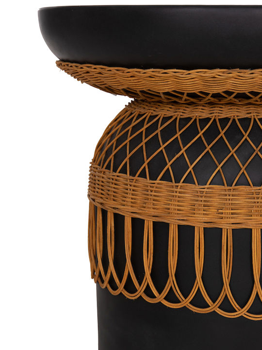 Prilep Round Table Dining Room from Cement Black Velvet-Black Metal 60x60x76cm