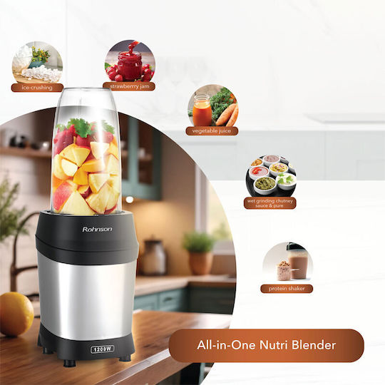 Rohnson Μπλέντερ με Πλαστική Κανάτα 950 ml 1200W Ασημί R-5610