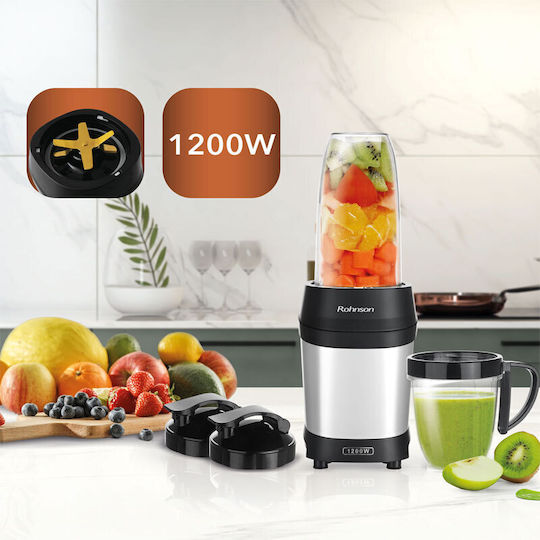 Rohnson Μπλέντερ με Πλαστική Κανάτα 950 ml 1200W Ασημί R-5610