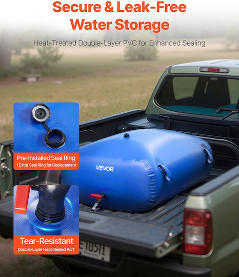 Vevor Rezervor Plastic de Apă / Combustibil Cilindric Vertical 330l Albastru