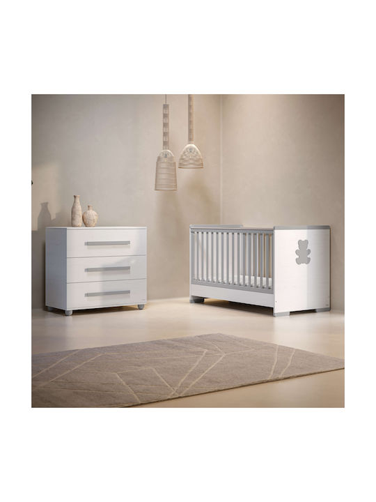 Casababy Smart Комплект Бебешки Мебели с Легло и Чекмеджета Бял / Сив