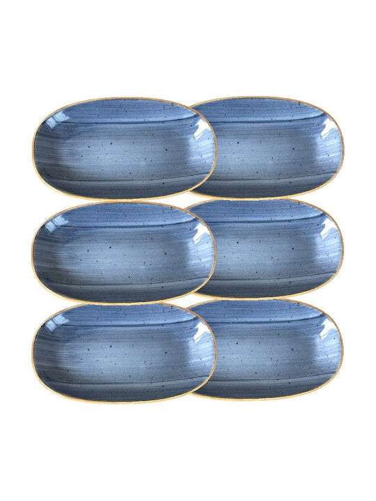 Bonna Dusk Servierplatte Oval aus Porzellan Blau 19x11cm