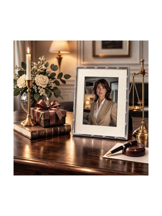 Koukouzelis Fabric Wall-Mounted Photo Frame with Silver Frame