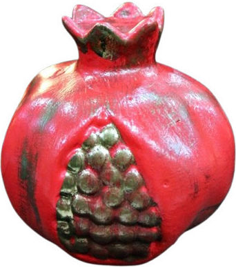 Gerakis Tischplatte Glücksbringer Granatapfel Rot aus Gips 11,5x11,5cm 004075KO
