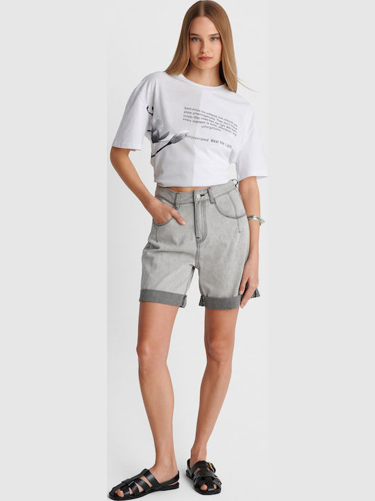 Damen Bermudas Jean Grau