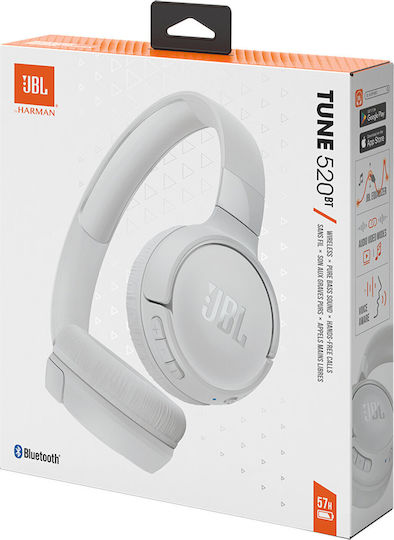 JBL Tune 525BT Wireless / Wired On Ear Headphones with 57 hours of Operation and Quick Charge White