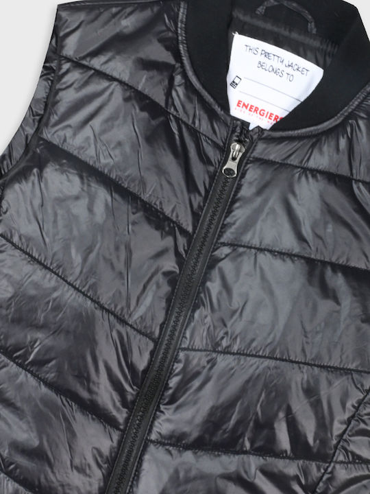 Kids Casual Sleeveless Jacket Black
