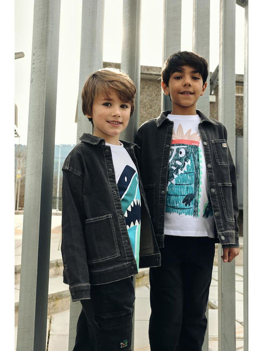 Kids Denim Jacket with Hood Grey