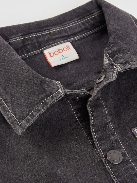 Kids Denim Jacket with Hood Grey