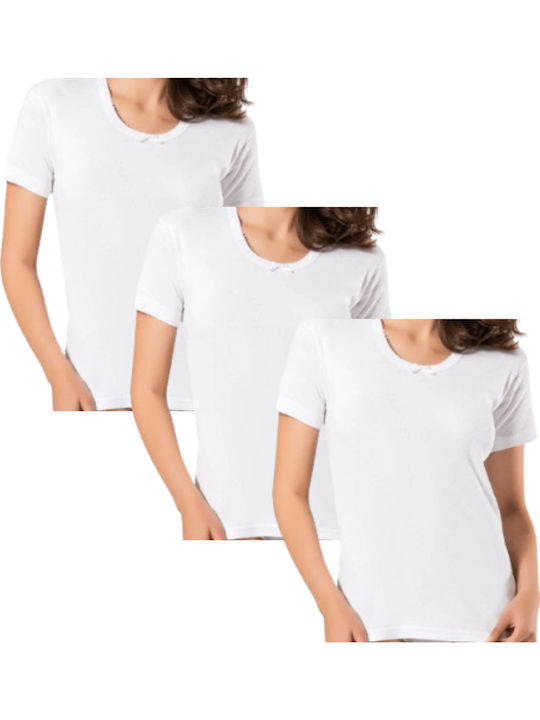 Short Sleeve Cotton Women's Tank Tops White 3Pack