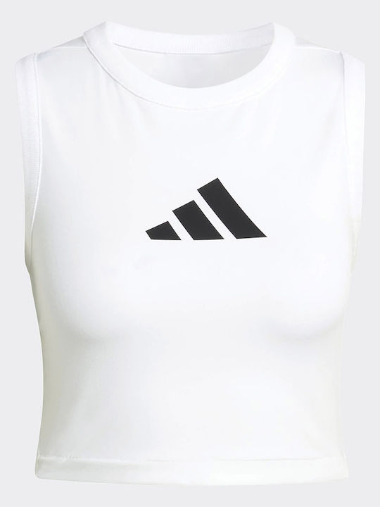 Damen Sport Crop Top Ärmellos Weiß