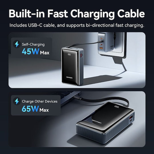 Vention Външна Батерия 20000mAh 65W Сива