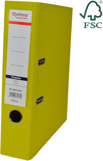 Optima Clasic & Premium Dosar A4 Cu Arc Laminat Pp Margine Metalică 75 Mm Optima Premium Galben