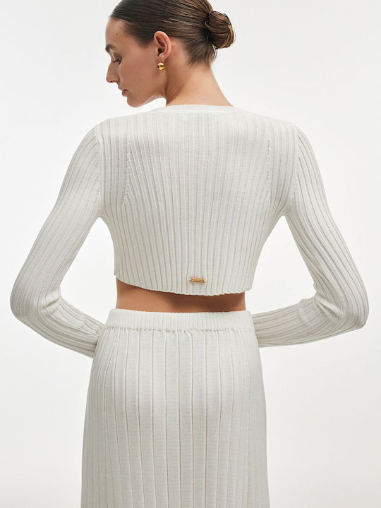 Γυναικείο Crop Top Μακρυμάνικο White