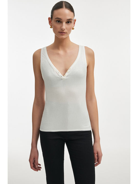 Women's Sleeveless Top with V-Neck White