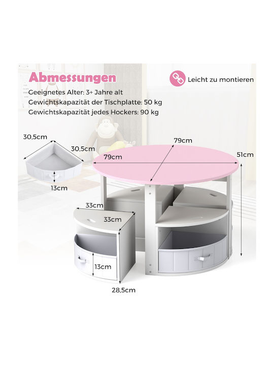 Kids Table Set with Chairs for Painting Pink Costway
