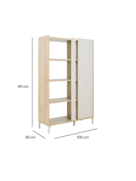 Lenk Floor Bookcase Wooden Beige 100x36x161cm