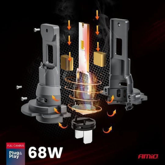 AMiO AMiO Autolampen H7 Canbus LED 6000K Kaltes Weiß 12-24V 68W 2 Stück