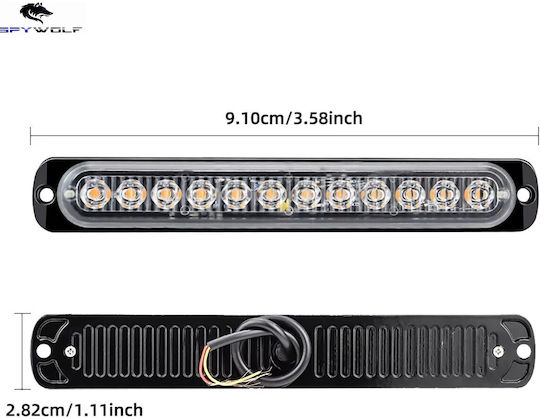 Spywolf First-Class Led Strobe Volume Light Red-Blue 12led 12/24v 6000lm 10 Pieces Tc-335