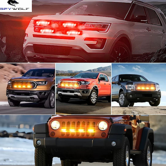 Spywolf First-class Led Strobe Φaro Όγκου Κίτρινο 12led 12/24v 6000lm 8 Τεμάχια Tc-328