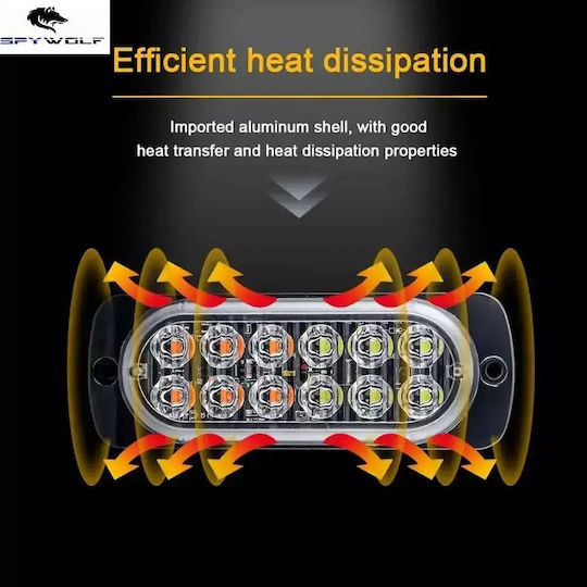 First-Class Led Strobe Φaro Όγκου Κόκκινο 12led 12/24v 6000lm 10 Stück Tc-352