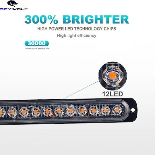 Spywolf First-class Led Strobe Φανάρι Όγκου Κόκκινο-Μπλε 12led 12/24v 6000lm 6 Τεμάχια Tc-333