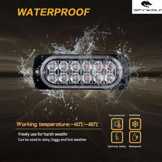 First-Class Led Strobe Φaro Όγκου Κόκκινο 12led 12/24v 6000lm 10 Stück Tc-352