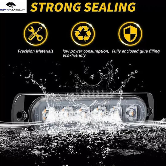 First-class Led Strobe Φαναράκι Όγκου Κόκκινο 12led 12/24v 6000lm 4 Τεμάχια Tc-349
