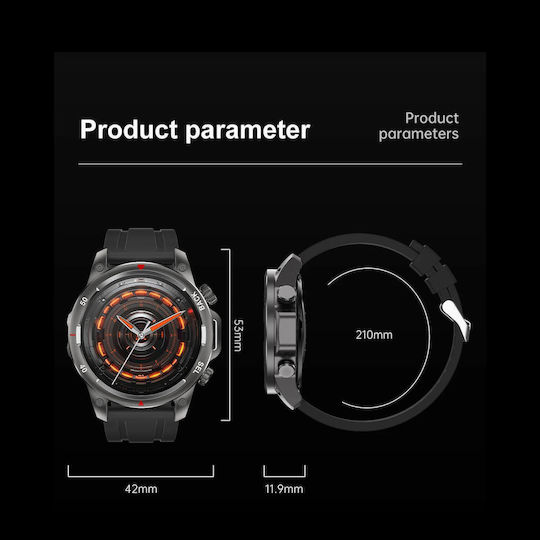 Microwear DK68 Smartwatch cu Pulsometru (Piele Neagră)