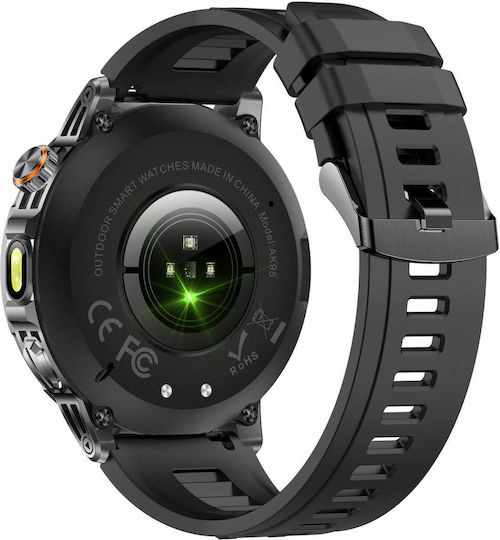 Microwear AK95 Smartwatch with Heart Rate Monitor Silver Steel