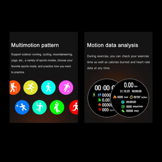 Microwear DK68 Smartwatch cu Pulsometru (Piele Neagră)