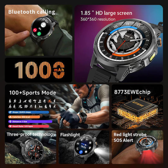 Microwear AK95 Smartwatch with Heart Rate Monitor Silver Steel