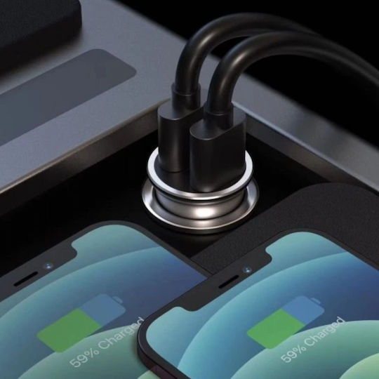 Swissten Încărcător Auto 36W Încărcare Rapidă cu Porturi: 1xUSB 1xType-C Negru Culoare