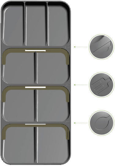 Raki Besteckeinsatz für Schublade 39x16.5x5.2cm Grau