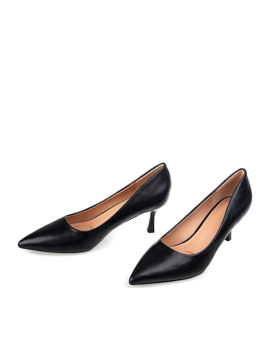 Pointed Toe Heels with Thin Mid Heel Black