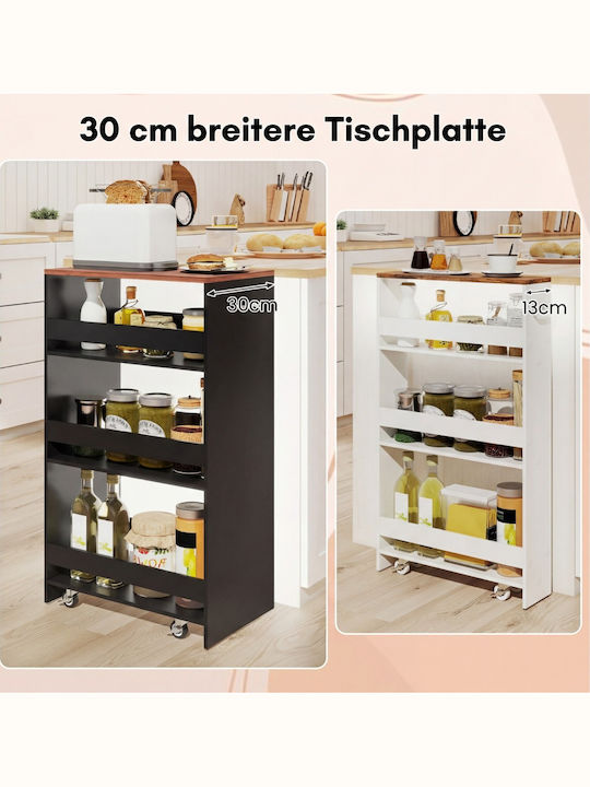 Costway Metallic Kitchen Trolley 3 Tiers Black 47.5x30x80.5cm