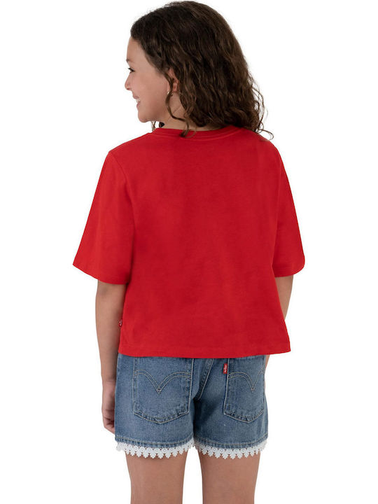Kinder-Crop-Top Kurzarm Rot